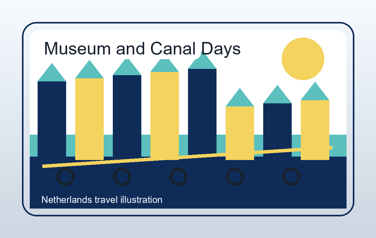 Illustratie van museumroutes en Nederlandse stadsreizen